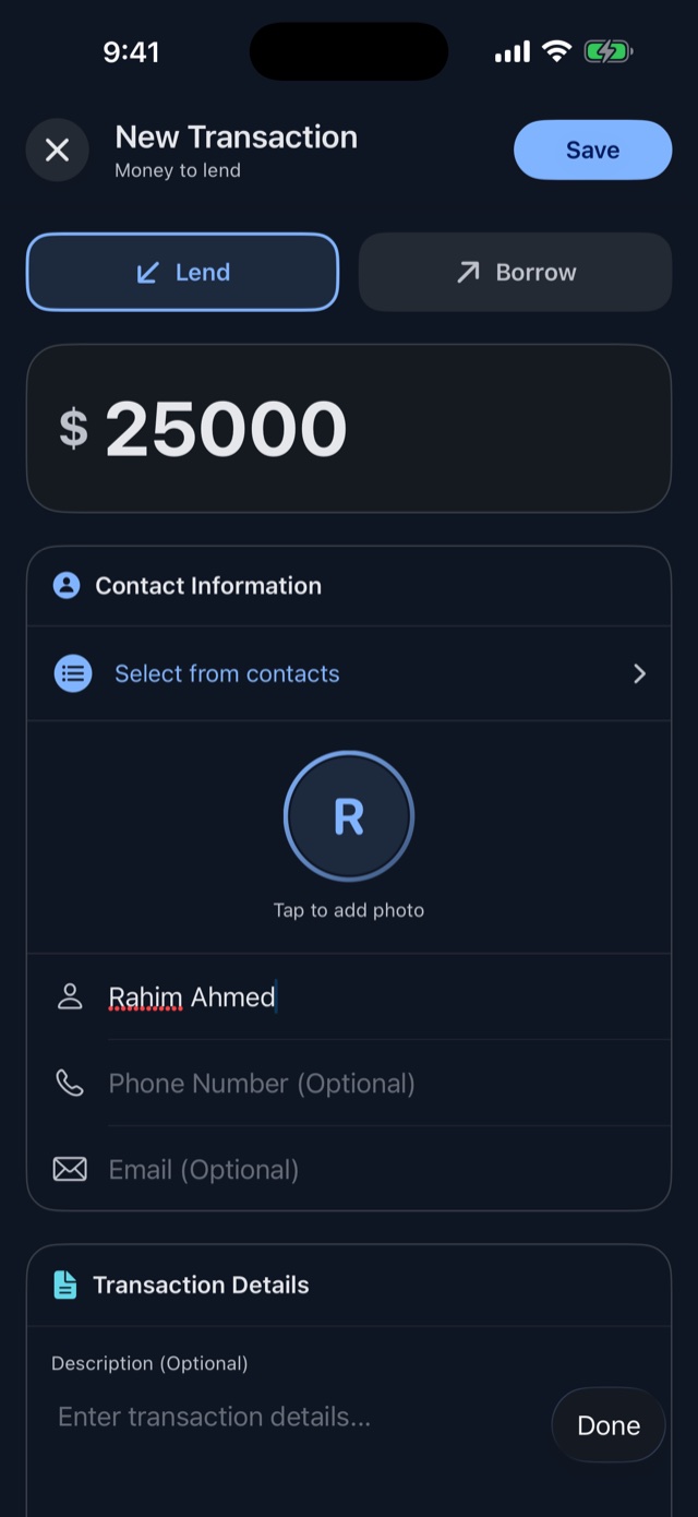 Add a transaction with interest
