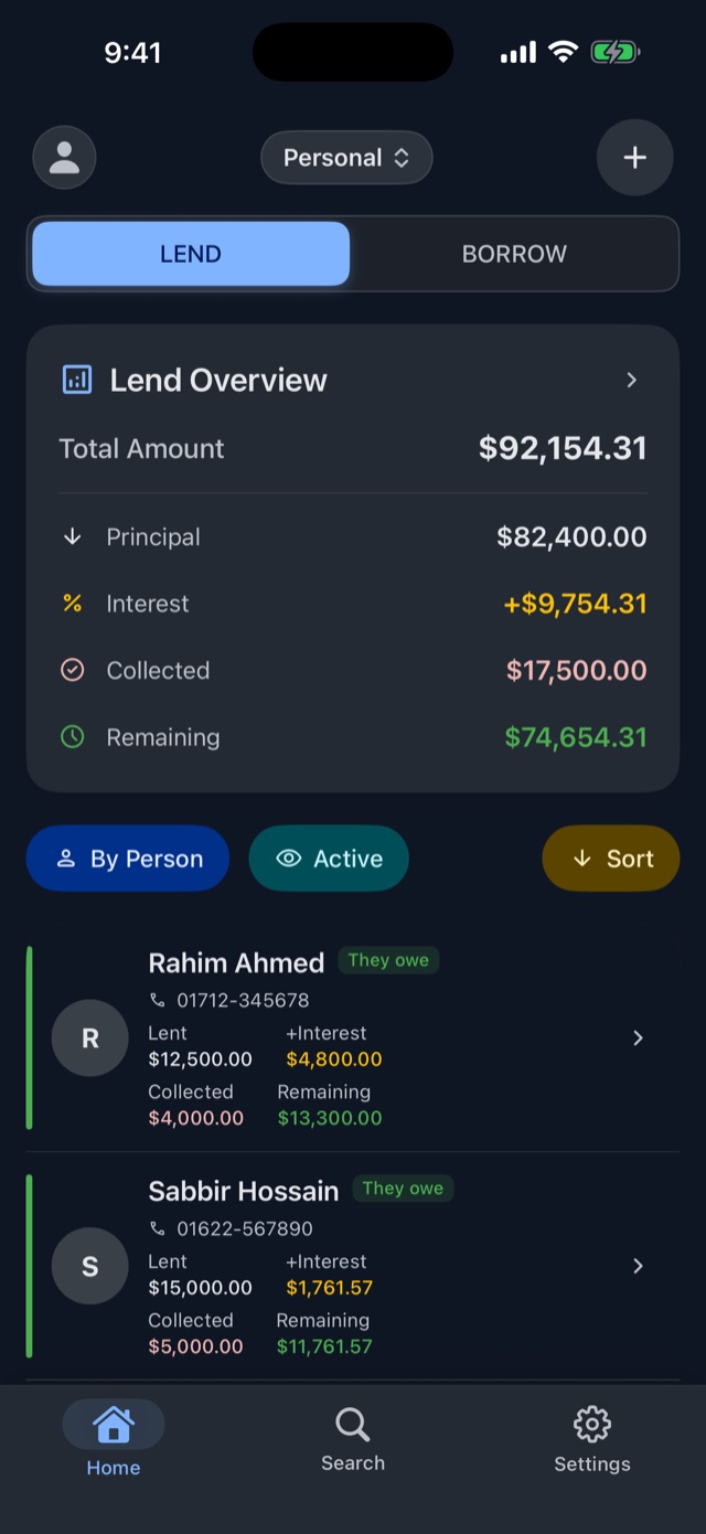 Debt Book dashboard